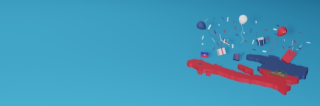Rendering 3D della mappa della bandiera di haiti per celebrare la giornata nazionale dello shopping e il giorno dell'indipendenza