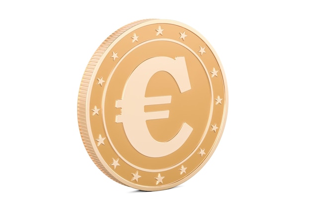 Rendering 3D della moneta d'oro in euro