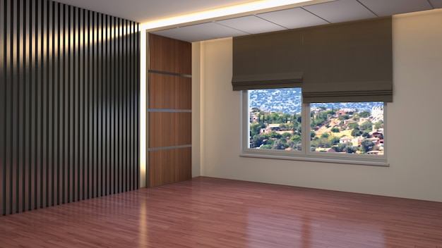 Rendering 3D della stanza interna vuota