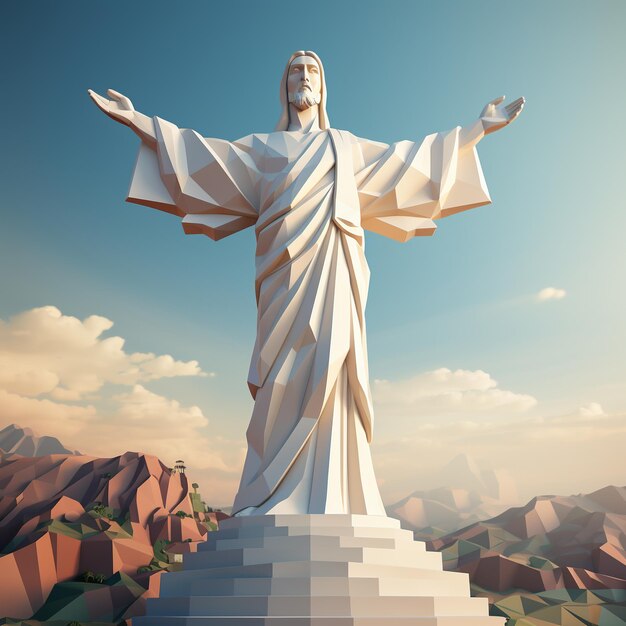 Rendering 3D della statua del Cristo Redentore