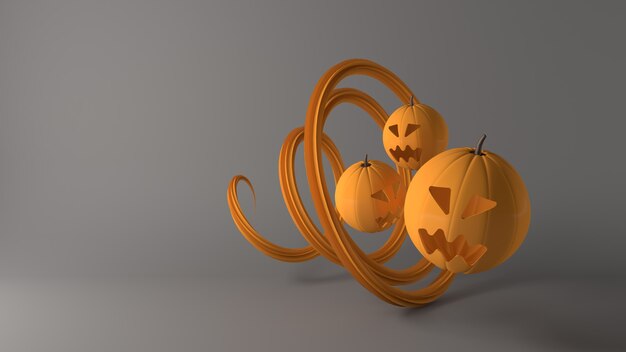 Rendering 3D della testa di zucca di Halloween