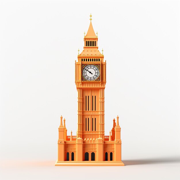 Rendering 3D della torre dell'orologio di Londra in colore arancione