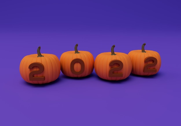 Rendering 3d della zucca di Halloween con un elemento di design di sfondo minimo di Halloween