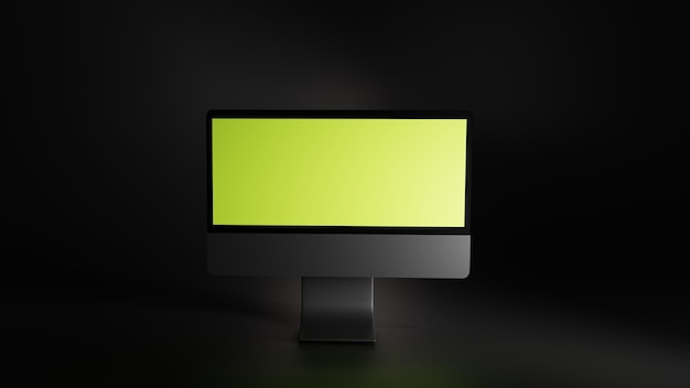 Rendering 3D dello schermo del PC. Mockup realistico desktop moderno. Monitor del computer con schermo vuoto