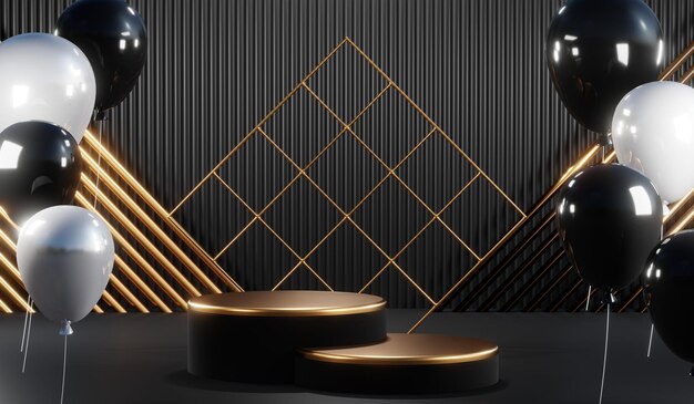 Rendering 3D dello sfondo del prodotto vuoto per cosmetici in crema Sfondo podio nero moderno