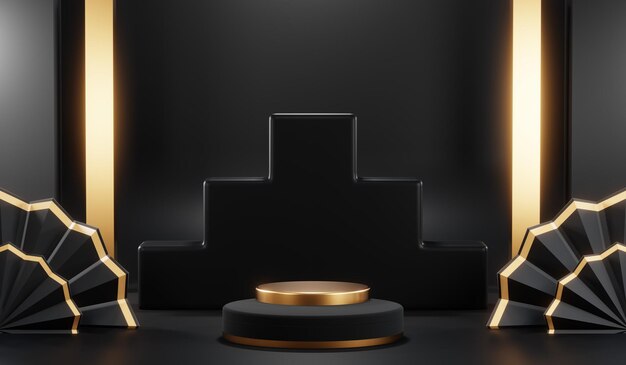 Rendering 3D dello sfondo del prodotto vuoto per cosmetici in crema Sfondo podio nero moderno