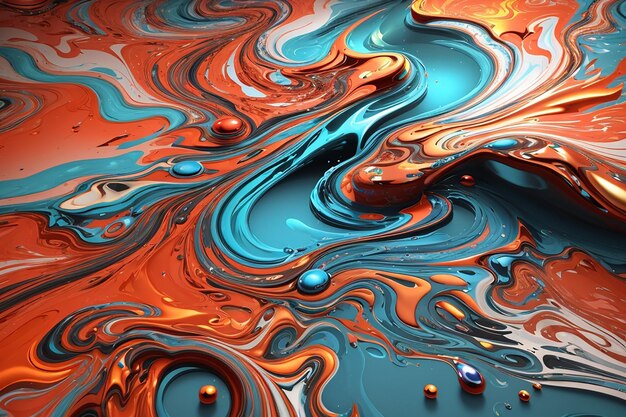 Rendering 3D dello sfondo dell'arte fluida astratta Pittura liquida creativa