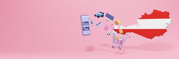 Rendering 3D dello shopping online in Austria per social media e siti web