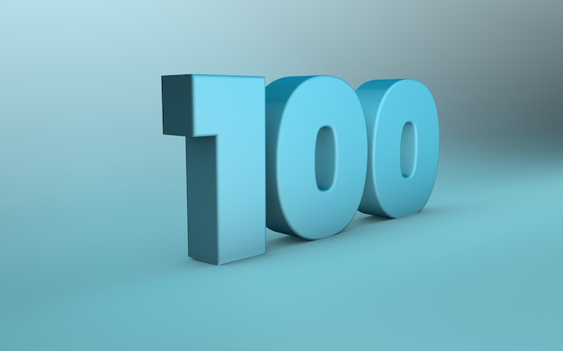 Rendering 3D di 100 numeri 3D Lettering centinaio di numeri