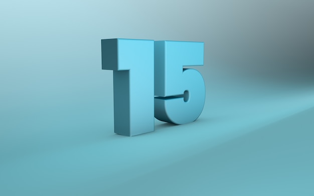 Rendering 3D di 15 numeri 3D Lettering quindici numeri