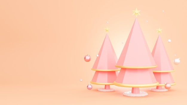 Rendering 3D di albero di Natale con decorazioni