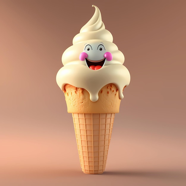 Rendering 3D di alta qualità di un gelato di cartoni animati IA generativa