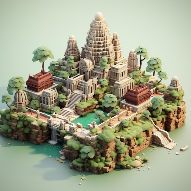 Rendering 3D di Angkor Wat