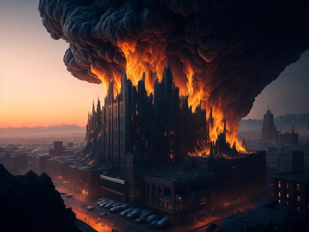 Rendering 3D di Apocalisse Cometh colpisce New York Evento Extinctionlevel Doomsday Fine del mondo B