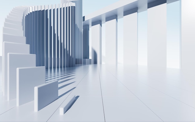 Rendering 3D di architettura futuristica astratta