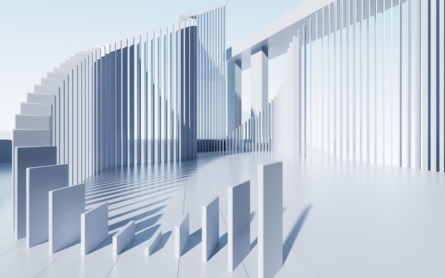 Rendering 3D di architettura futuristica astratta