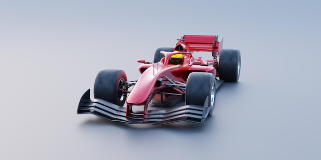 Rendering 3D di auto da corsa rossa senza marchio