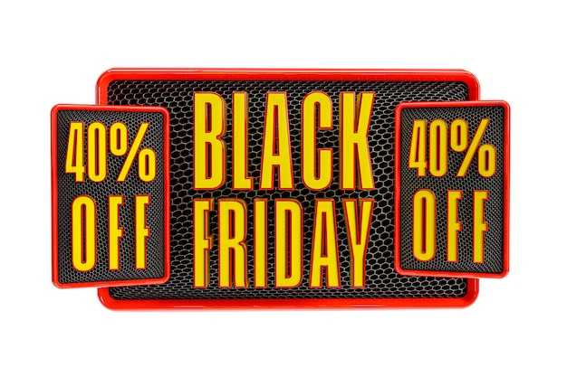 Rendering 3D di Black Friday con 40 sconti