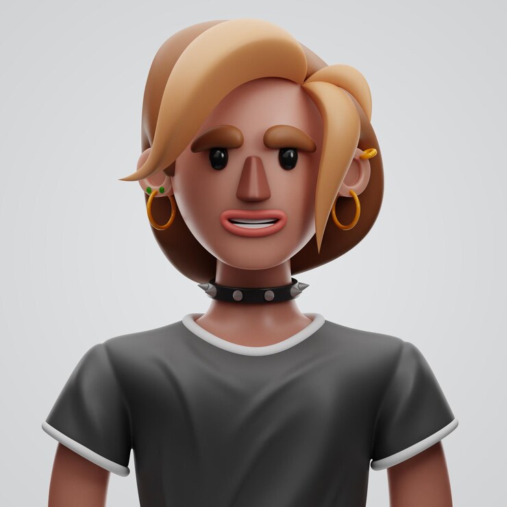 Foto rendering 3d di carattere femminile su sfondo isolato