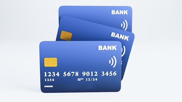 Rendering 3D di carta di credito isolata su sfondo bianco