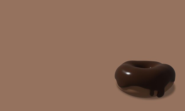 Rendering 3d di ciambella o ciambella al cioccolato