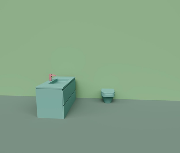 Rendering 3d di comò e lavabo isolati su sfondo pastello Scena minima di sfondo 3d