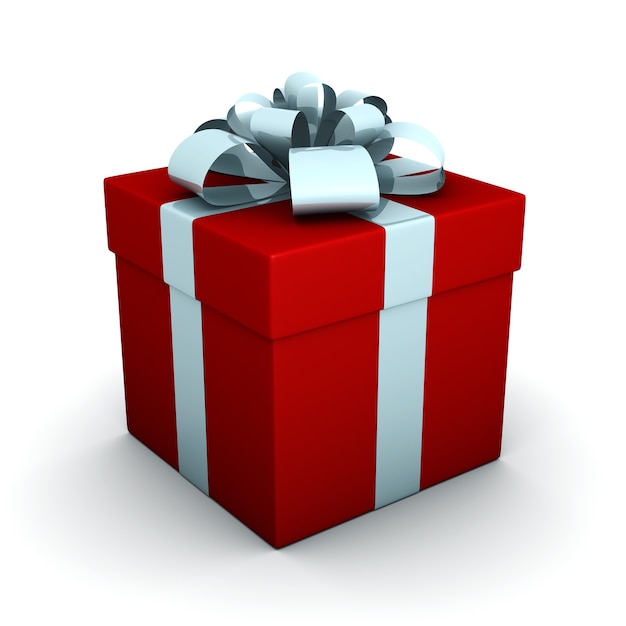 Rendering 3D di confezione regalo su sfondo bianco