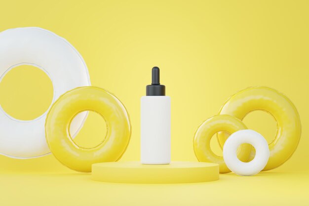 Rendering 3d di cosmetici vuoti per prodotti per la cura della pelle o imballaggi per mock up Concetto di sapone e spa di bellezza Olio per lozione idratante per la salute della pelle Design premium e di lusso per il branding