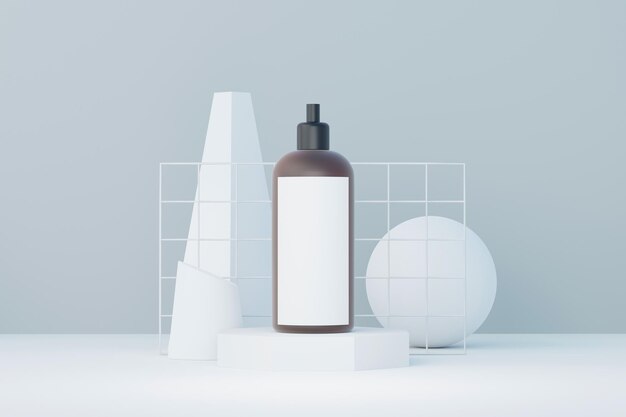 Rendering 3d di cosmetici vuoti per prodotti per la cura della pelle o imballaggi per mock up Concetto di sapone e spa di bellezza Olio per lozione idratante per la salute della pelle Design premium e di lusso per il branding