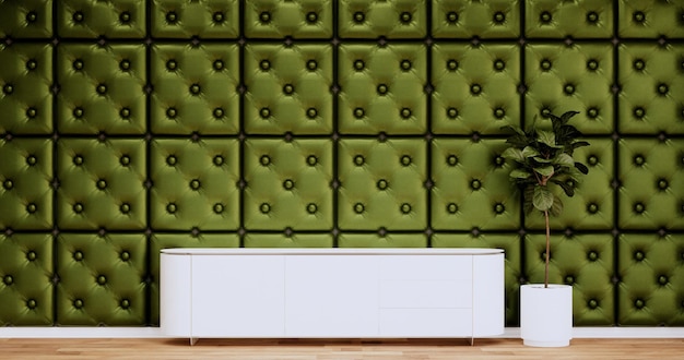 Rendering 3d di design minimalista in camera moderna verde
