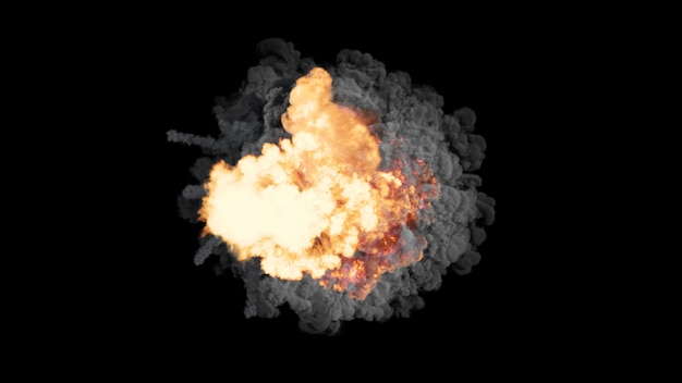Rendering 3D di esplosioni colorate luminose onde d'urto e mazze di fumo