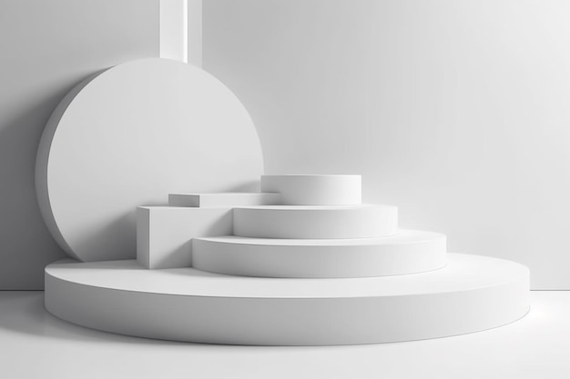 Rendering 3D di forme geometriche minime astratte Podio di lusso lucido per il tuo design
