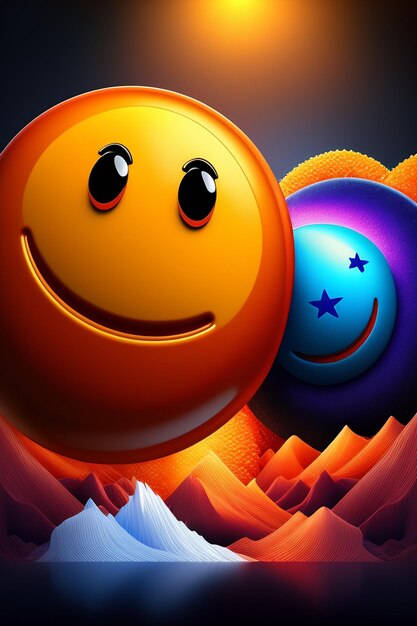 Rendering 3D di foto emoji emotive