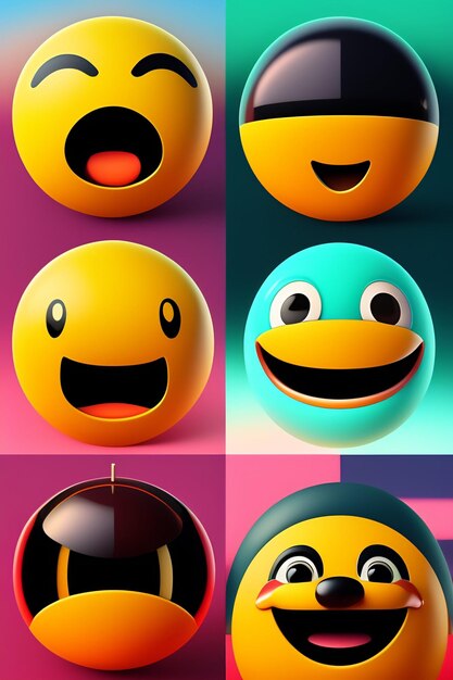 Rendering 3D di foto emoji emotive