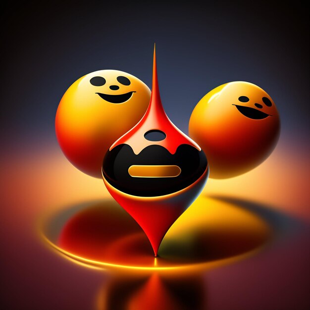 Rendering 3D di foto emoji emotive