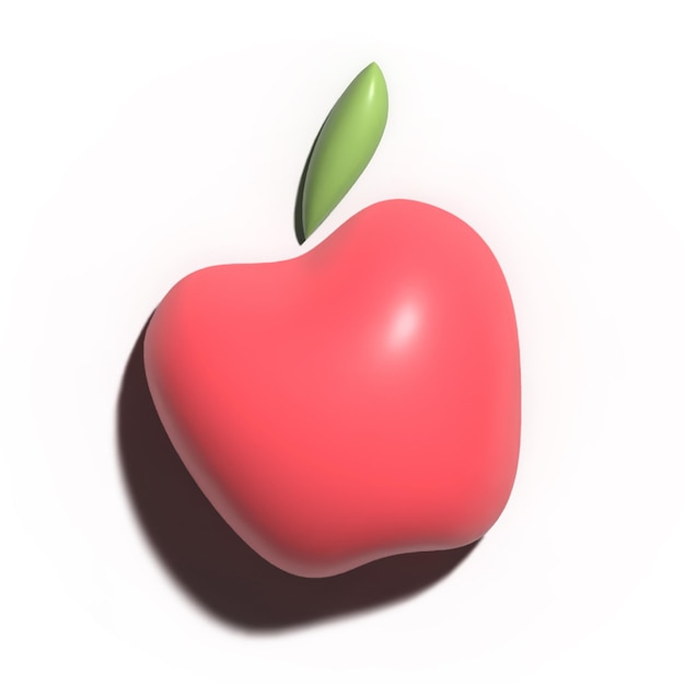 Rendering 3d di frutta mela rossa per il rendering del modello 3d di cibo sano