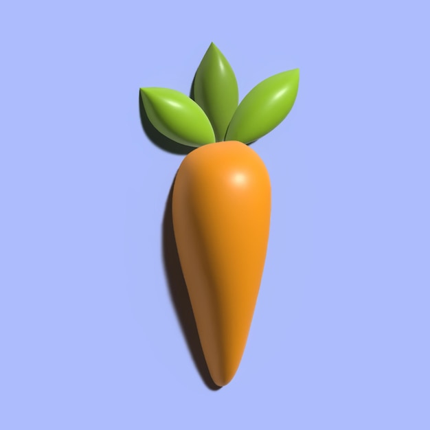 Rendering 3d di frutta verdura carota per il rendering del modello 3d di cibo sano