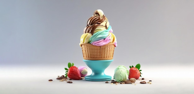 Rendering 3D di gelati congelati isolati