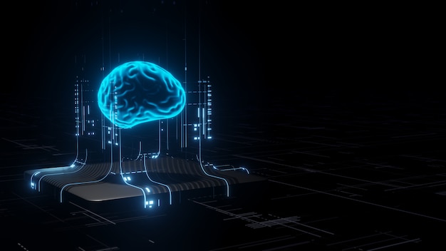 Rendering 3D di hardware di intelligenza artificiale.