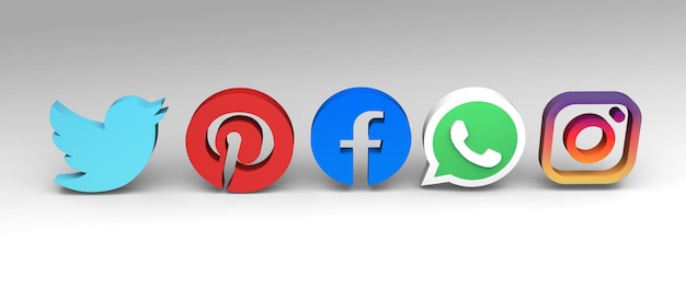 Rendering 3d di icone di social media