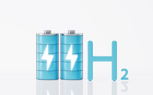 Rendering 3d di idrogeno e batteria