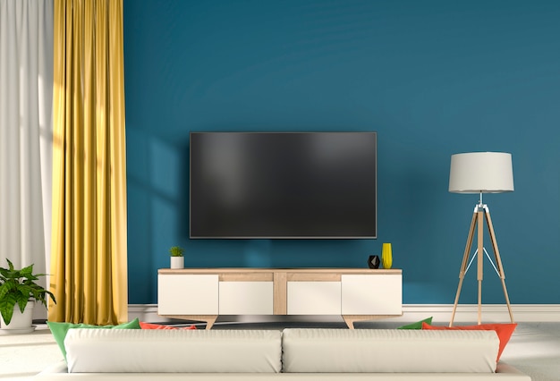 Rendering 3D di interni moderni soggiorno con Smart TV