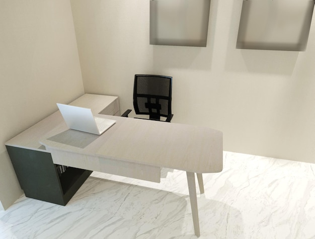 Rendering 3D di interni per uffici moderni e minimalisti