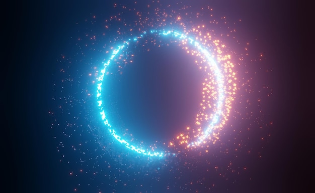 Rendering 3D di luce al neon RGB su sfondo scuro. Le linee astratte del laser mostrano di notte. Scena del raggio dello spettro ultravioletto per mock up e banner web.