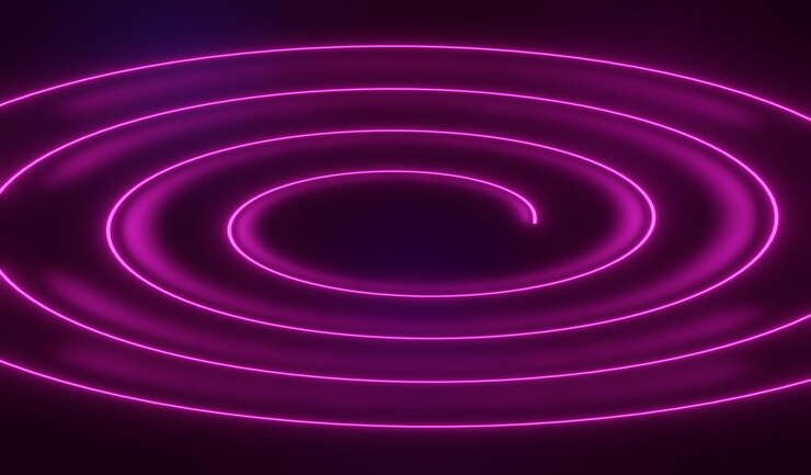 Rendering 3D di luce al neon RGB su sfondo scuro. Le linee astratte del laser mostrano di notte. Scena del raggio dello spettro ultravioletto per mock up e banner web.