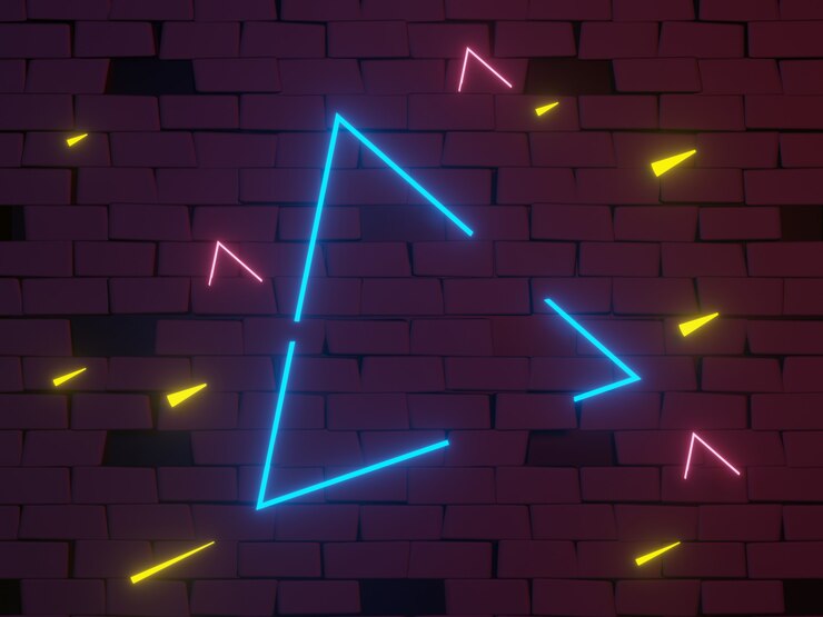 Rendering 3D di luce al neon RGB su sfondo scuro Le linee laser astratte mostrano di notte