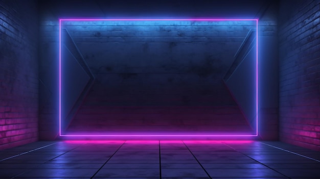 Rendering 3D di luci al neon luminose futuristiche