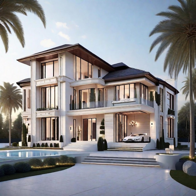 Rendering 3d di lusso della bella casa isometrica