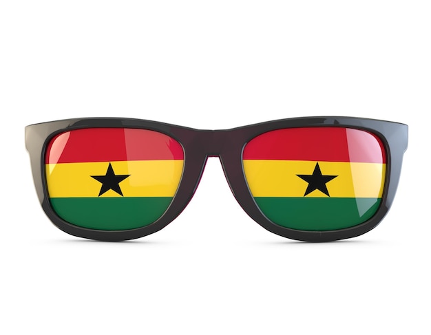 Rendering 3D di occhiali da sole con bandiera del Ghana