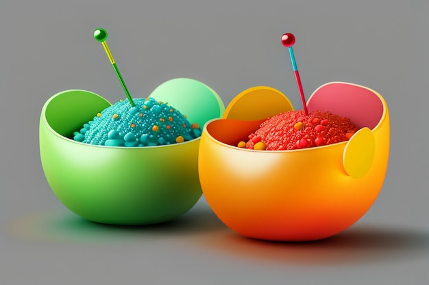Rendering 3D di opere d'arte astratte puntelli colorati disegno di carattere sfondo sfondo